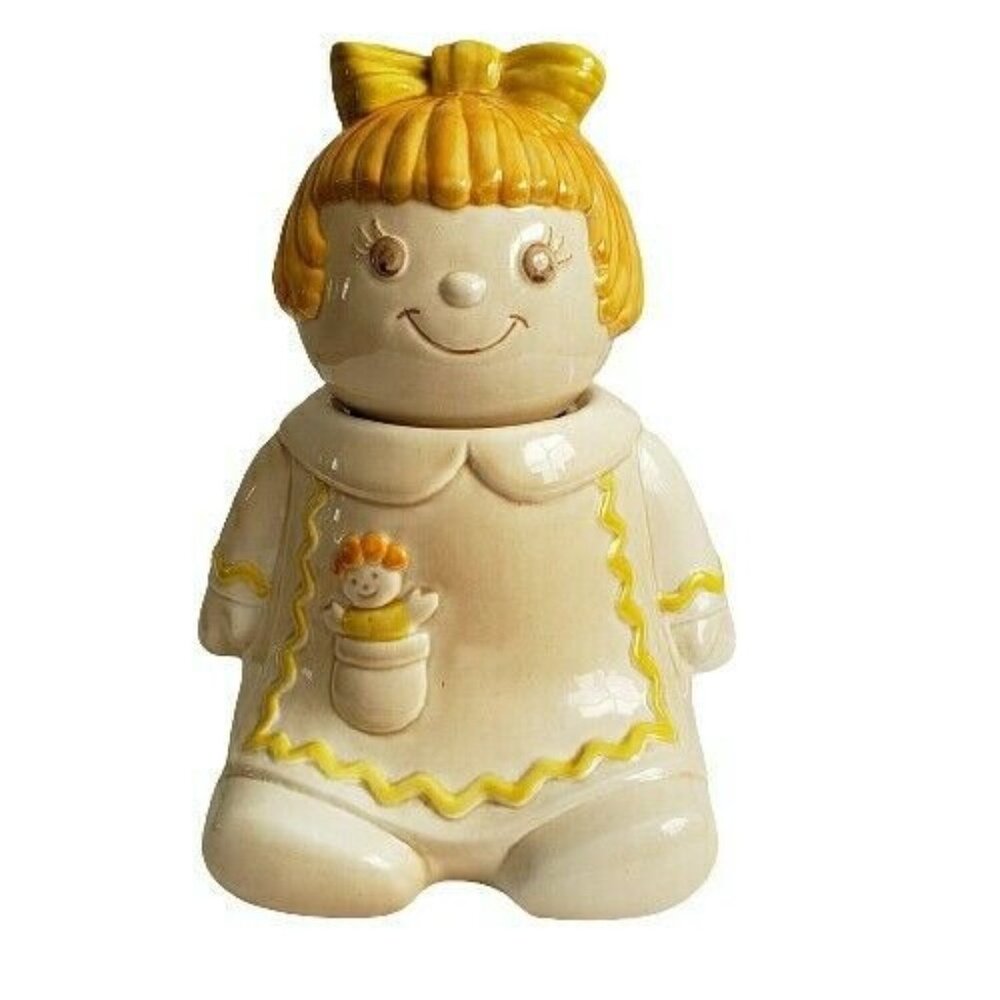 Vintage Metlox Poppytrail Girl Cookie Jar Yellow Gingerbread 12 in Made in USA